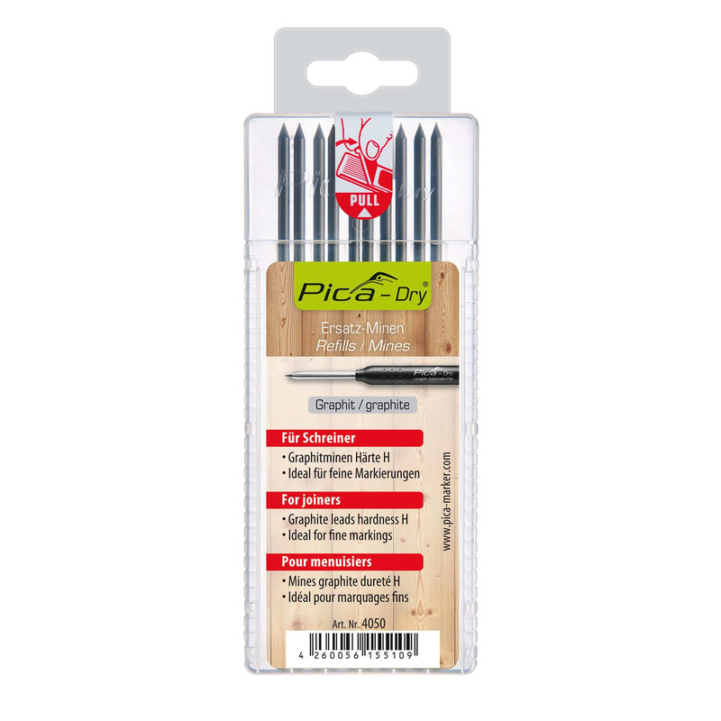 Dry Graphite Refill - 10 Piece - Color:Graphite - Types:H - Hard